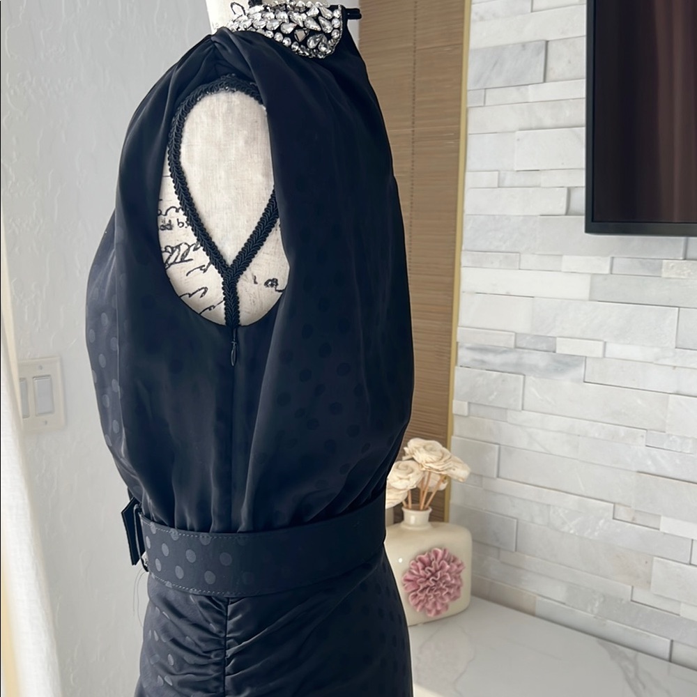 Rebecca Vallance Elegant Black Sleeveless Dress with Belt - Picture 3 of 5